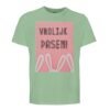 t-shirt vrolijk pasen. Leuk om cadeau te geven voor pasen. In diverse pastelkleuren groen