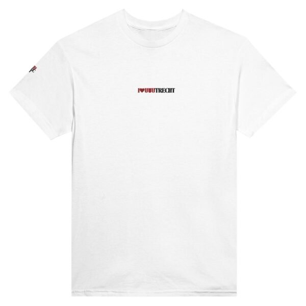 T-shirt met I love uuutrecht geborduurd op het middenpand aan de voorkant. In het rood en zwart geborduurd zodat je lang kan genieten van dit toffe shirt voor de echte Utrechter. wit