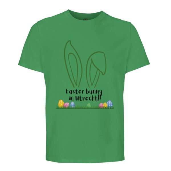 t-shirt easter bunny in utrecht, leuk om cadeau te geven voor pasen of verjaardag. In donker groen