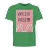 t-shirt vrolijk pasen. Leuk om cadeau te geven voor pasen. In diverse pastelkleuren groen