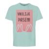 t-shirt vrolijk pasen. Leuk om cadeau te geven voor pasen. In diverse pastelkleuren mint