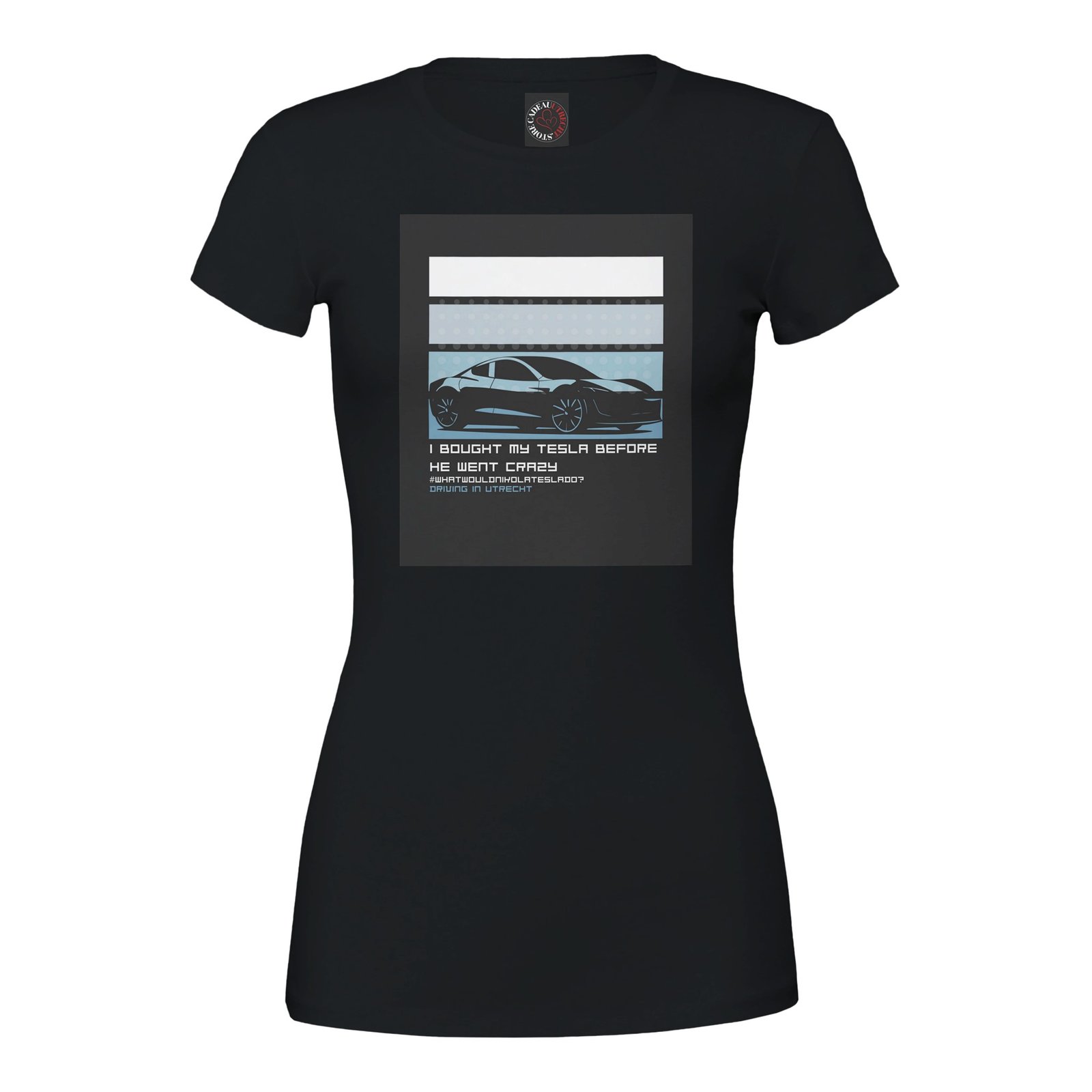 I bought my Tesla before Elon went crazy T-Shirt met blauwe print