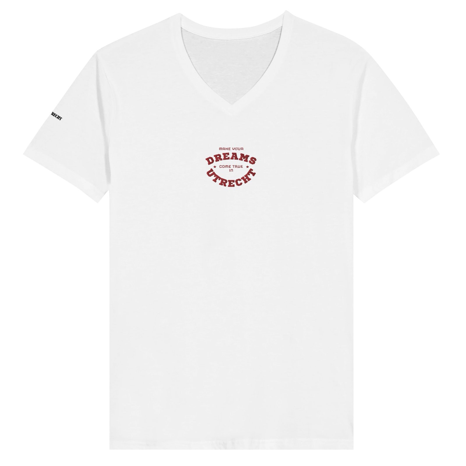Make your dreams come true in Utrecht Unisex V-Neck T-shirt geborduurd