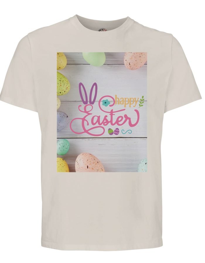 Happy Easter T-shirt met opdruk in pasteltinten print